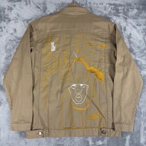 Southpole Khaki Denim Trucker Embroidered Streetwear Jean Jacket Men's Small